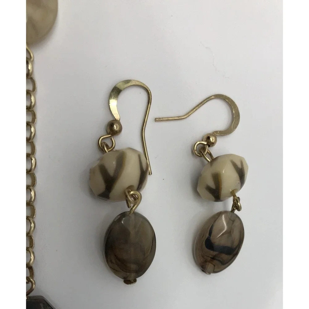 Matching Necklace Dangle‎ Earrings Gold Tone 18-24